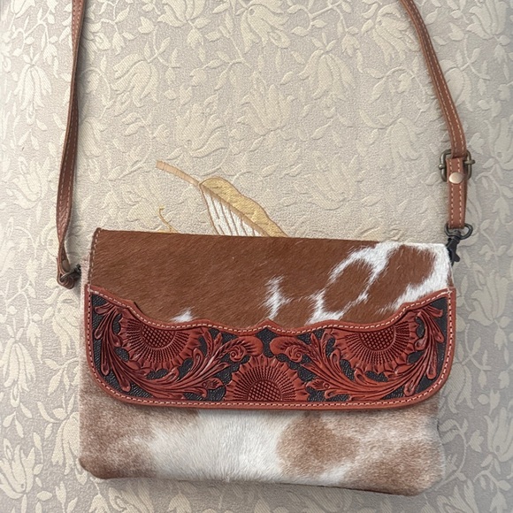 Myra Bag Brown and Cream Crossbody - Picture 1 of 3
